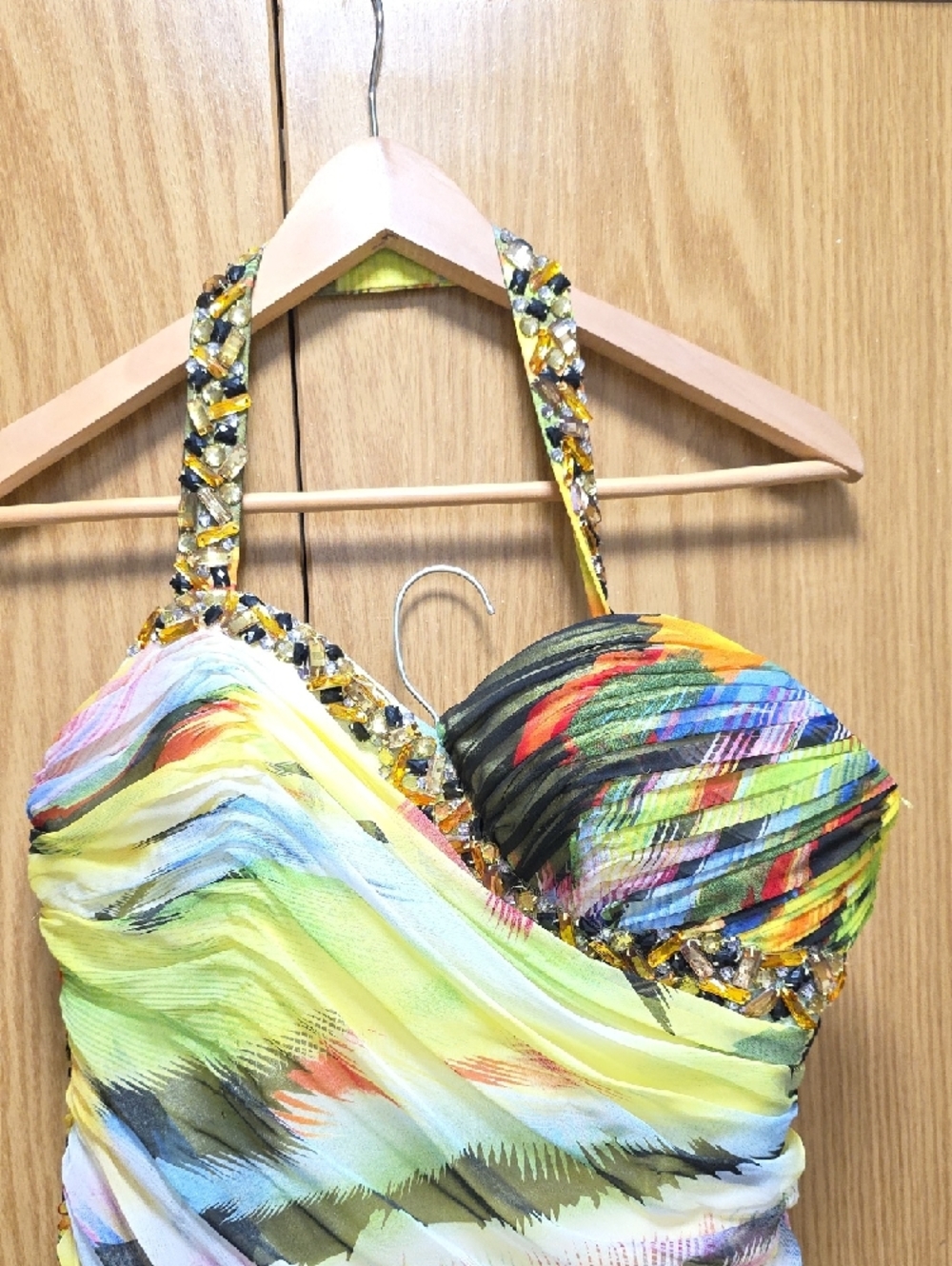 Vibrant Multicolor Ruffled Halter Maxi Dress - Picture 2 of 8